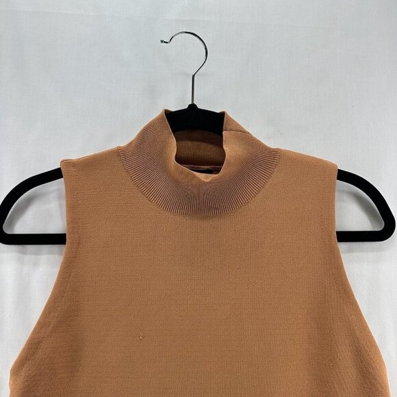 House Of Harlow 1960 Crop Top Womens L Mock Neck Sleeveless Pullover Knitted Tan - Picture 3 of 10